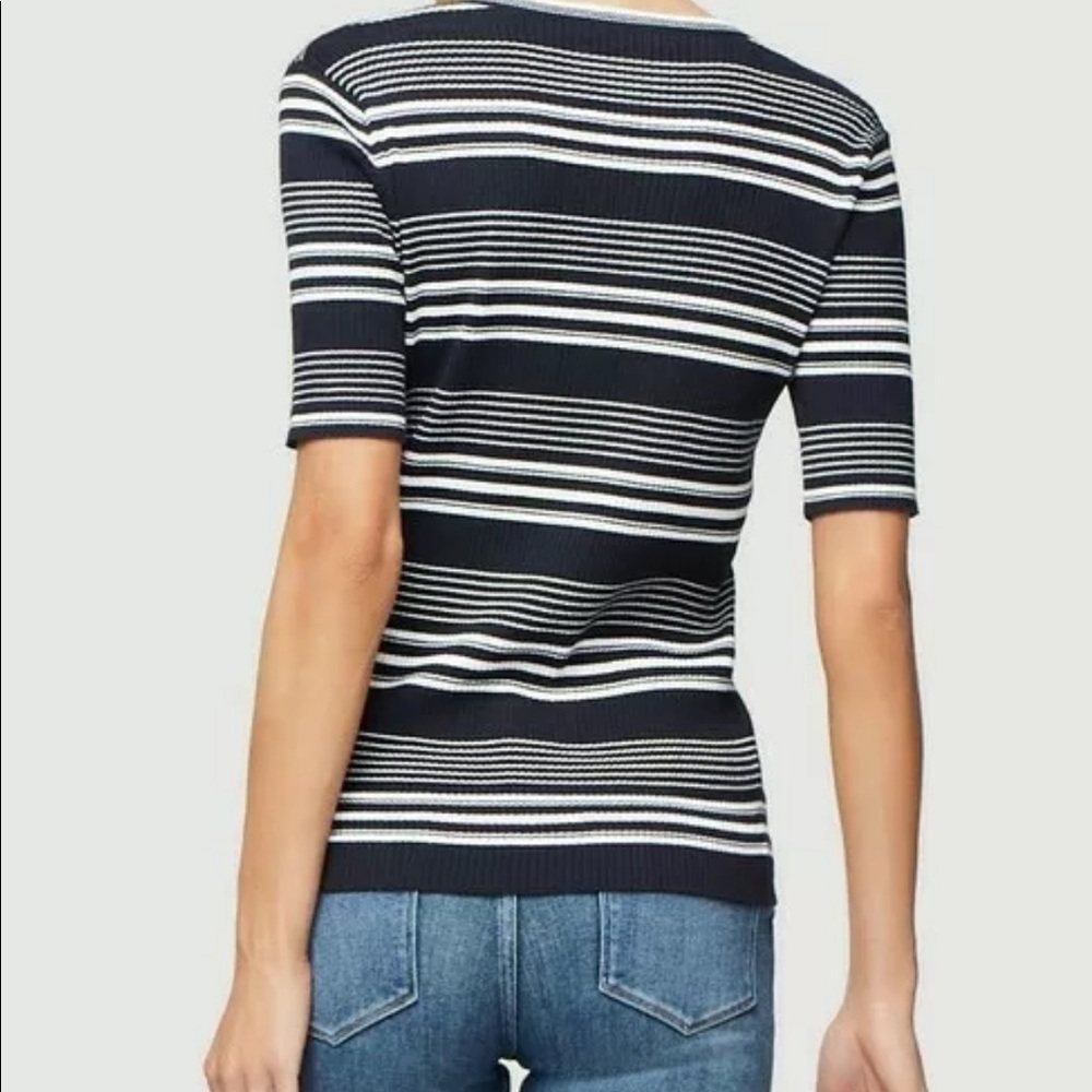Frame stripe rib knit tee
